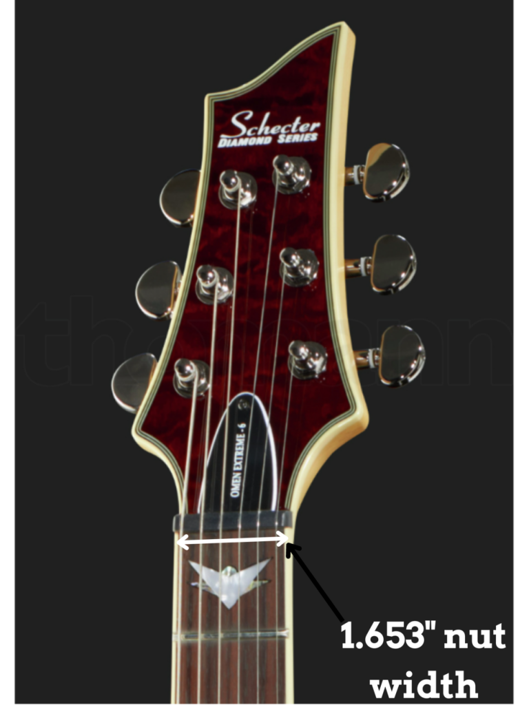 Image reveals Schecter Omen Extreme 6 nut width