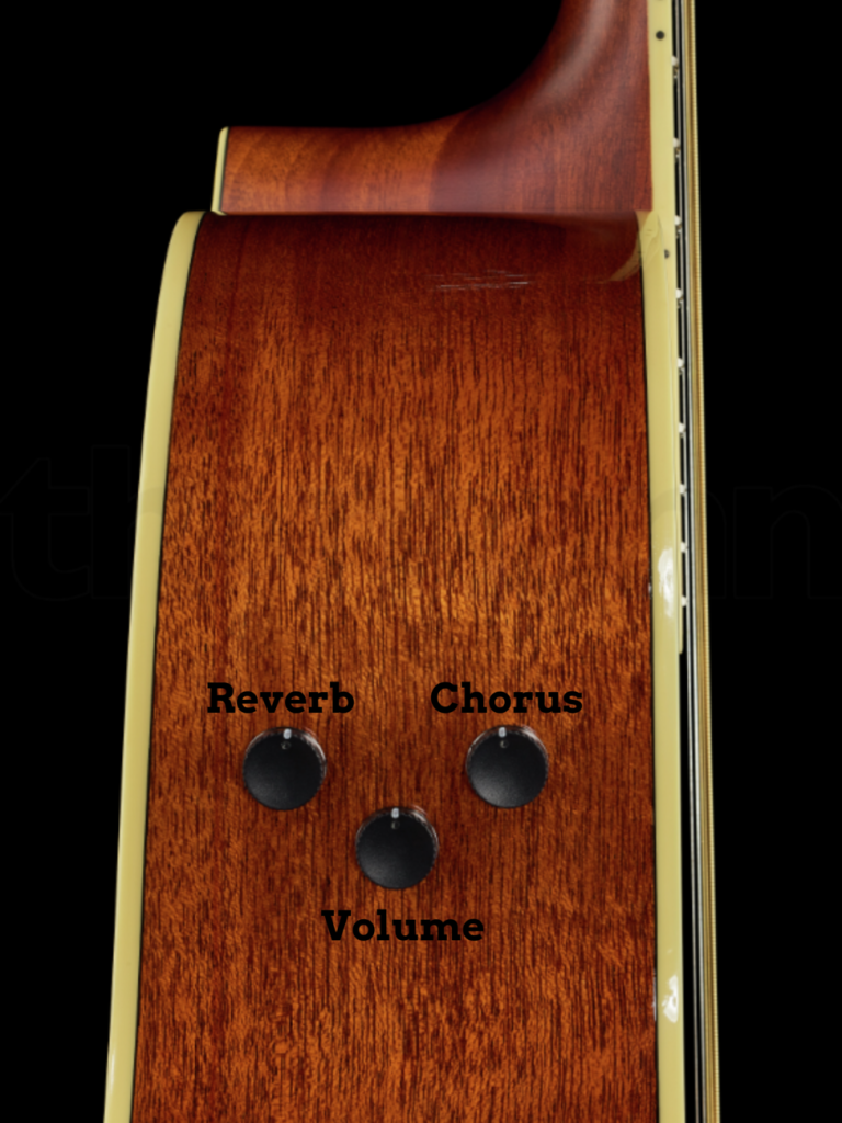 image displays Yamaha FG TA Transacoustic control knobs