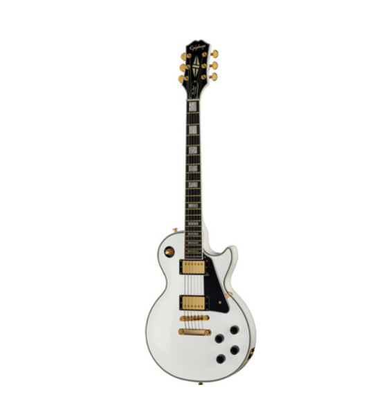 photo displays Epiphone les paul custom alpine white