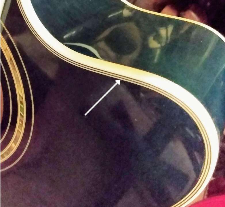 photo demonstrates guitar binding