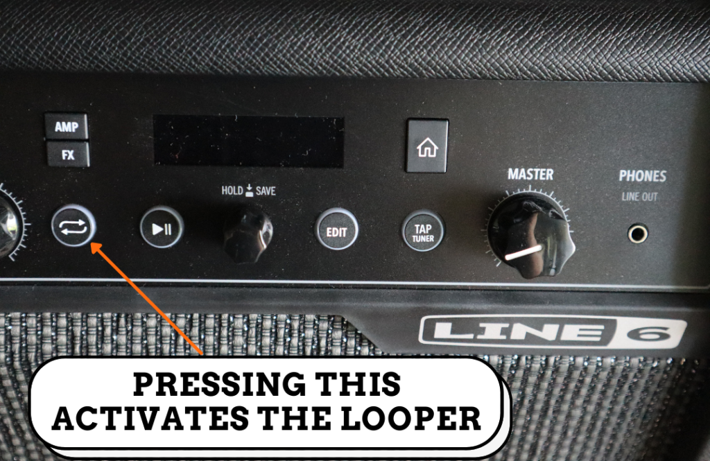 image shows how to activate looper of the line 6 spider V 60