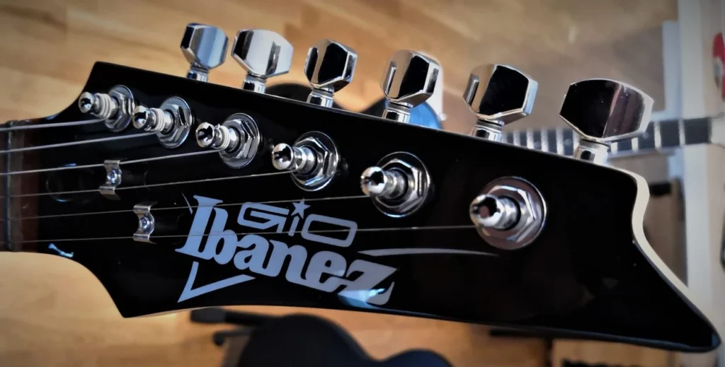 Image displays a headstock of the Ibanez GIO