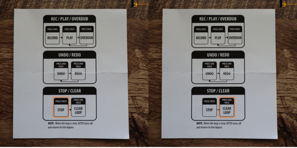 image reveals how to stop and clear loops with tc electronic Ditto Looper