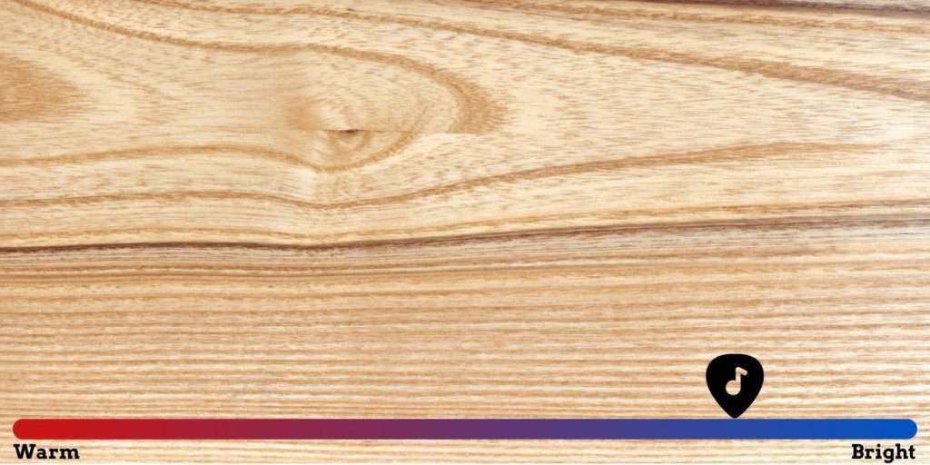 displays hard ash wood and reveals how it can affect the sound of electric guitar