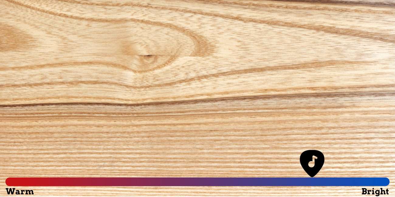 displays hard ash wood and reveals how it can affect the sound of electric guitar