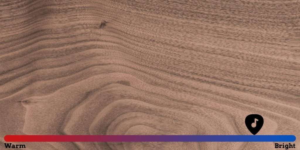 displays walnut wood and reveals how it can affect the sound of electric guitar