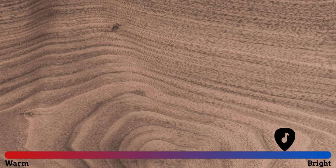 displays walnut wood and reveals how it can affect the sound of electric guitar