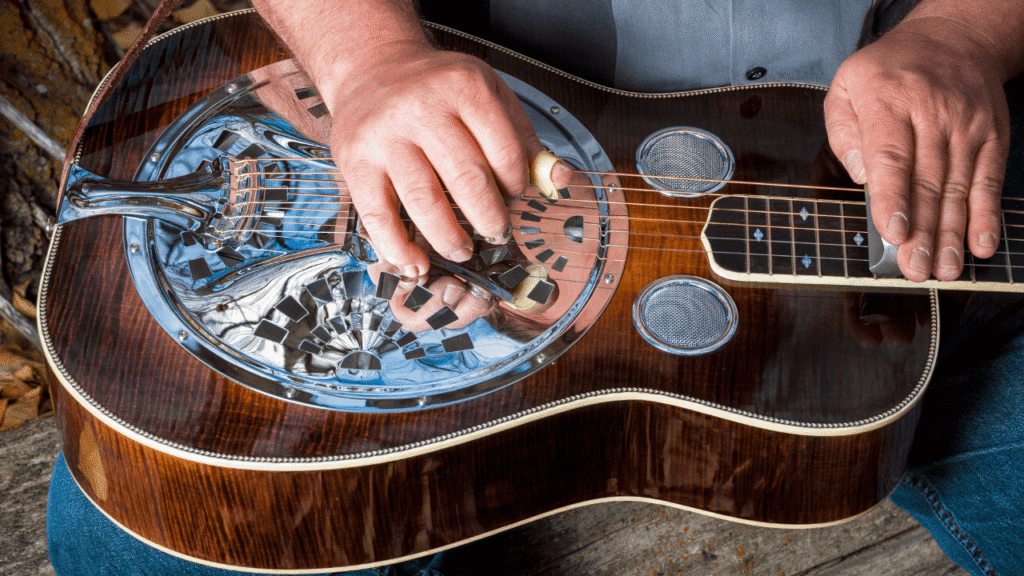 reveals how Square neck resonator guitar is meant to be played