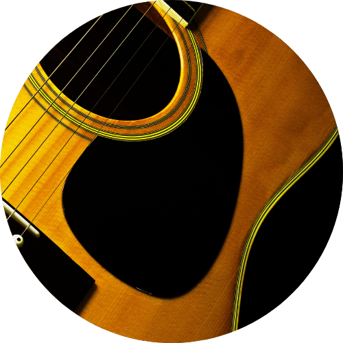 displays Pickguard of an acoustic guitar
