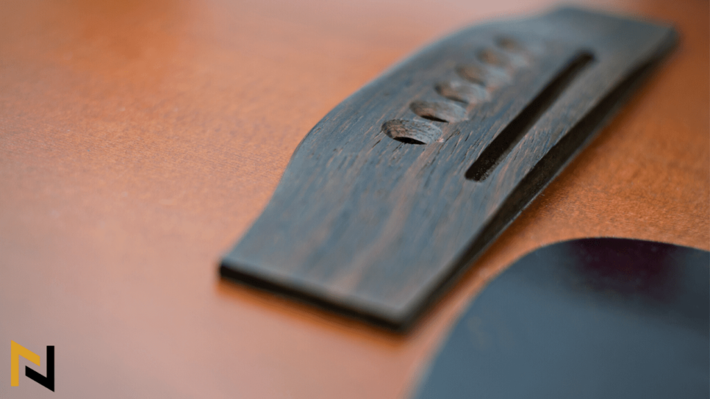 Displays acoustic guitar bridge