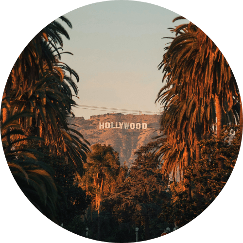 Displays view to Hollywood hills