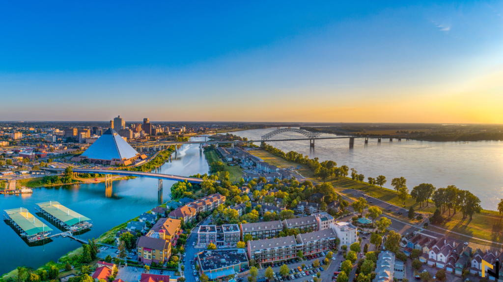 displays a views of Memphis city