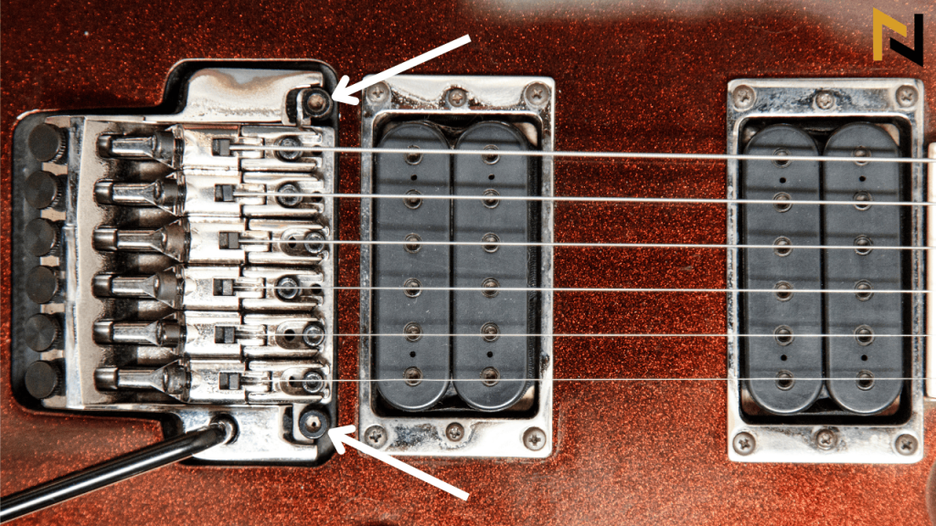 displays Floyd Rose Bridge String Height Adjustment screws