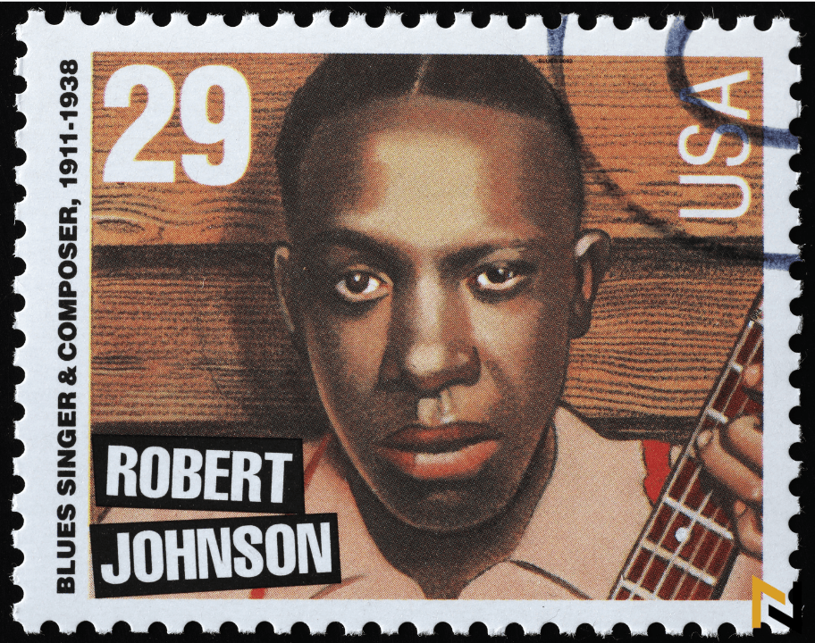 stamp portraying Robert Johnson