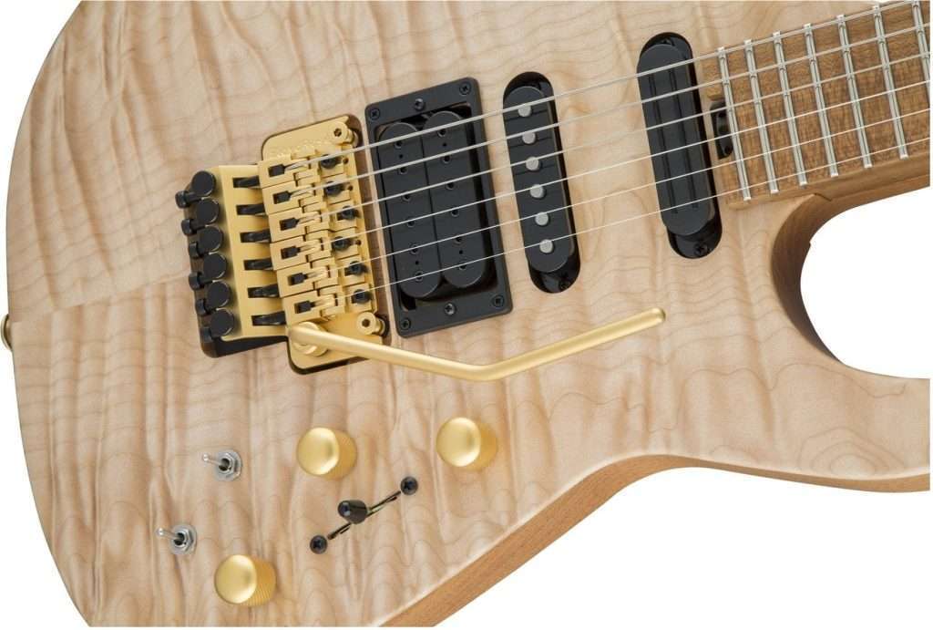 Close up of a Jackson Guitar demonstrating DiMarzio pickups