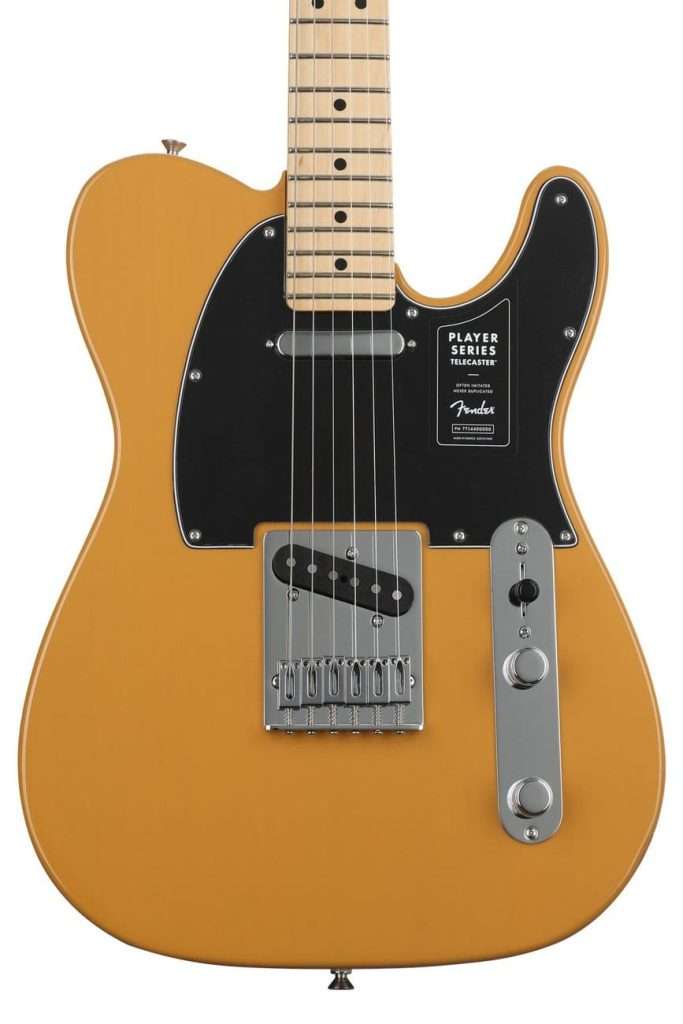 image showing fender player (mexican) telecaster electric guitar in butterscotch blonde