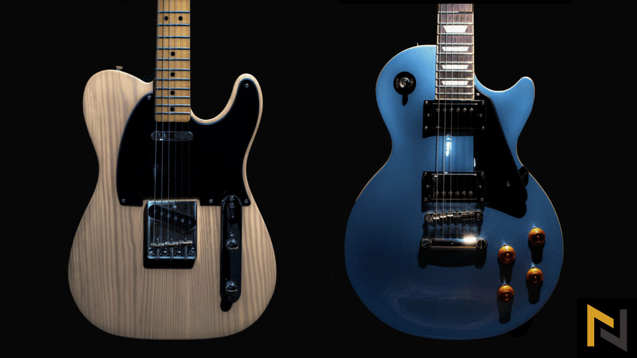 image showing bodies of les paul vs telecaster