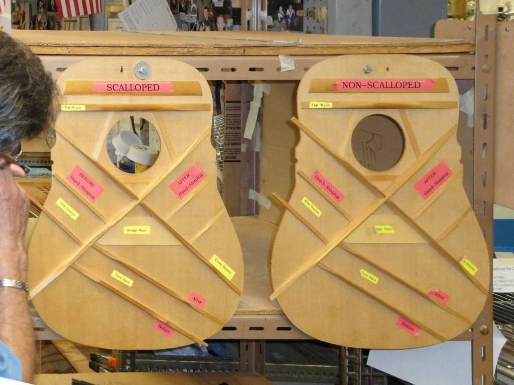 image showing x-bracing layout for acoustic guitars at the C.F. Martin Factory in Nazareth, PA