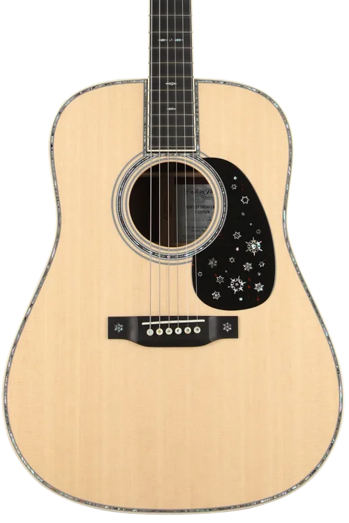 image showing The rather unique Martin Limited-edition D-45 Bentley Snowflake Acoustic Guitar with a natural finish