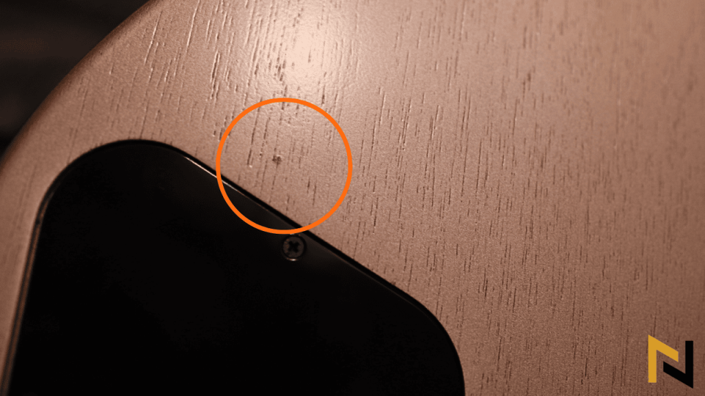 small glue stain at the backside of gibson les paul modern lite