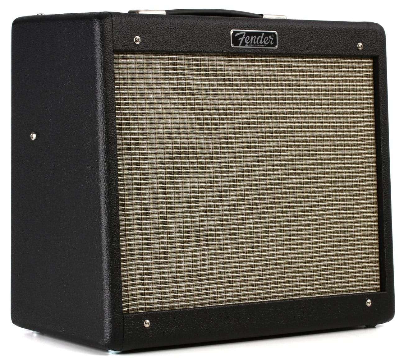 image shows the Fender Blues Junior IV 1 x 12-inch 15-watt Tube Combo Amp finished in Black
