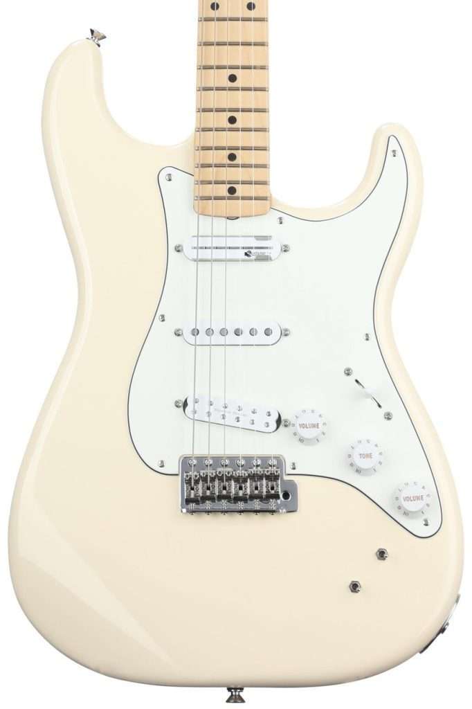 image shows Fender EOB Ed O'Brien Stratocaster finished in Olympic White