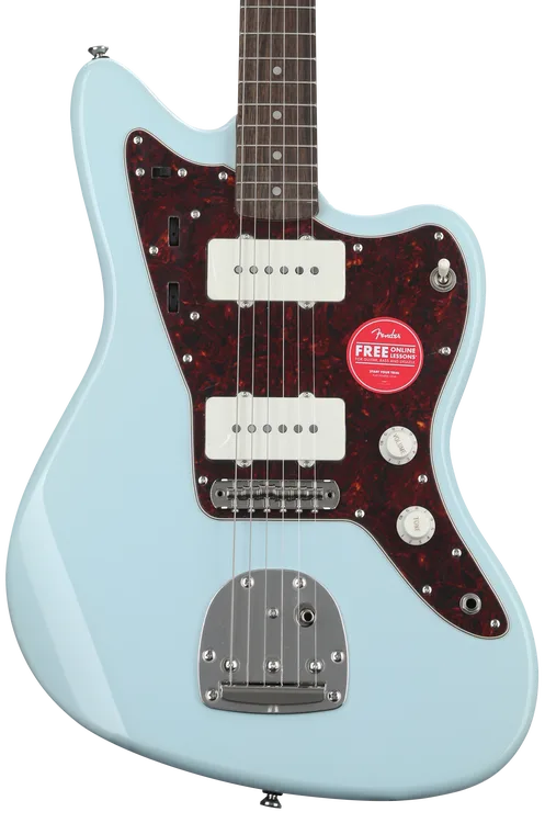 image shows Squier Classic Vibe '60s Jazzmaster finished in Sonic Blue